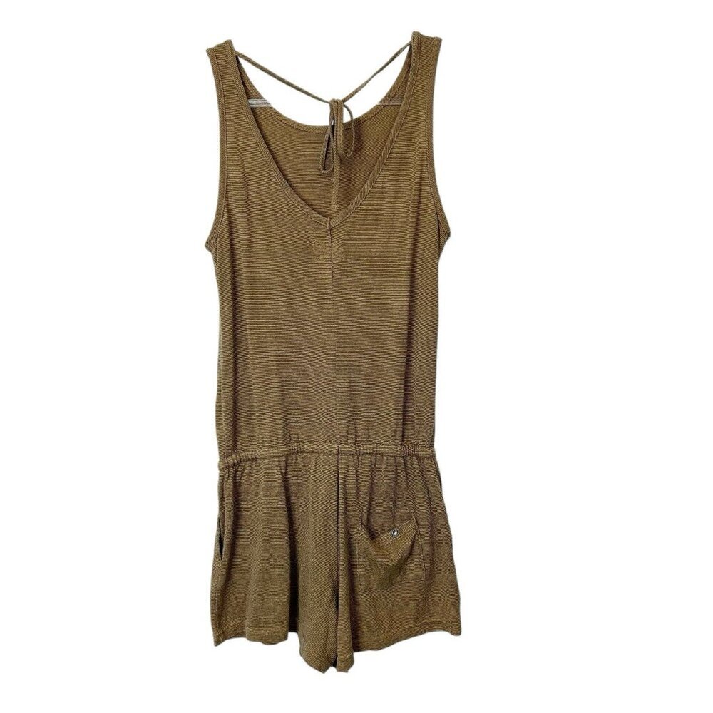 Prana Romper Womens Size XS Tan Brown Knit Sleeveless Tie Waist - Picture 2 of 9
